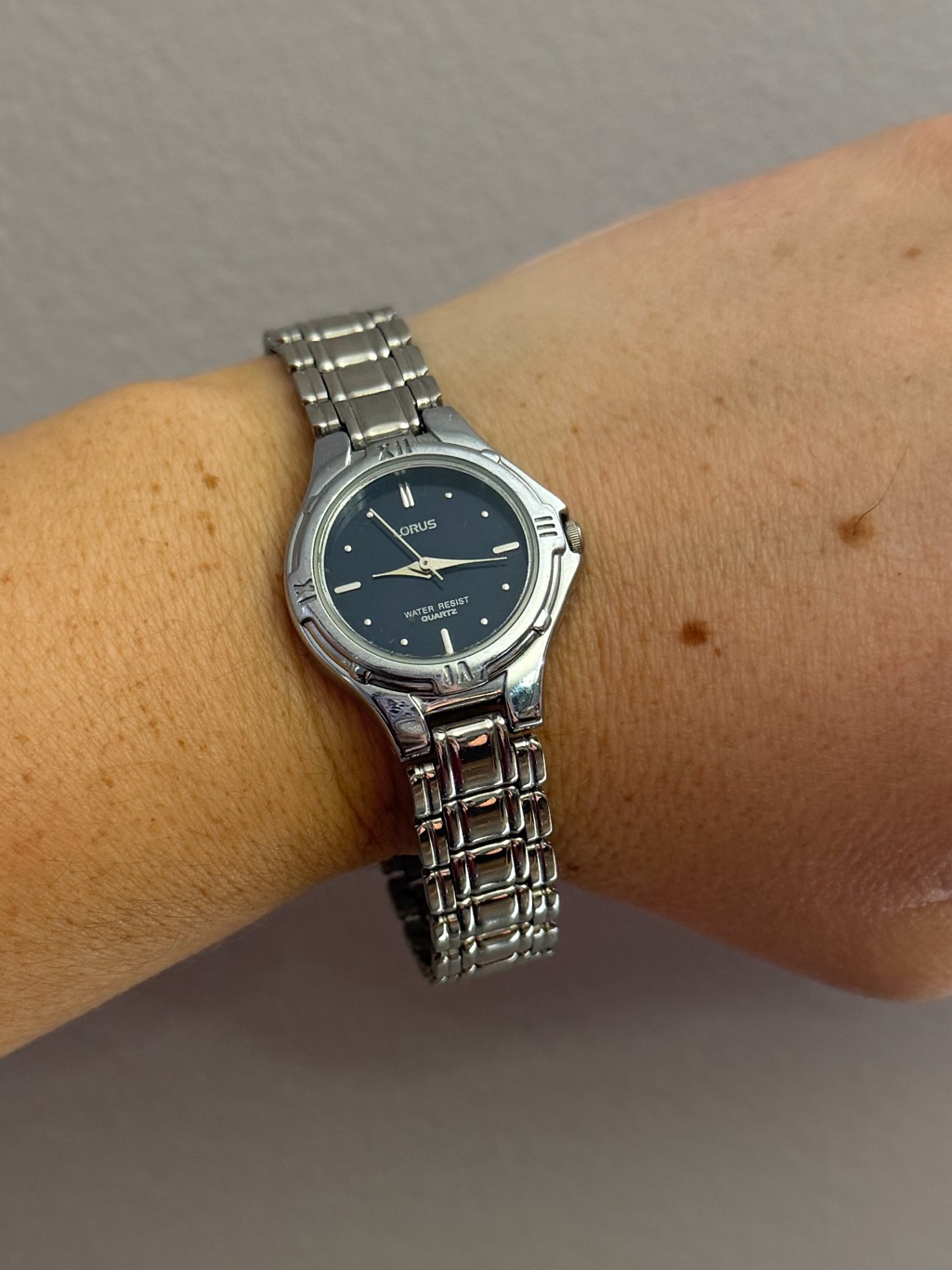 Lorus Stainless Steel Bracelet Watch With Dark Blue Dial